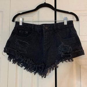 Black Ripped Shorts